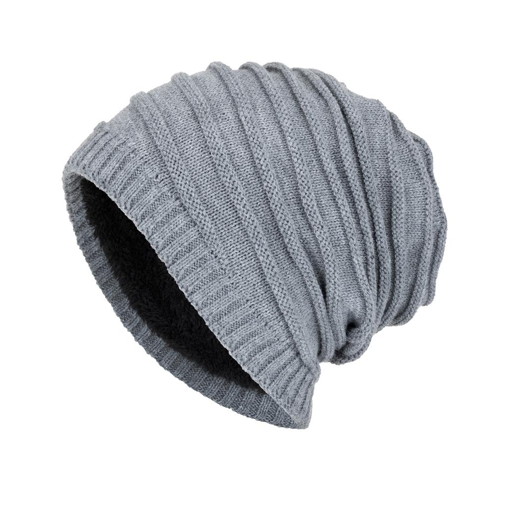 Autumn and Winter Plush Wool Cap Outdoor Warm Knitted Cotton Ear Hat Pullover Hat Line Hat Men's Pullover Hat