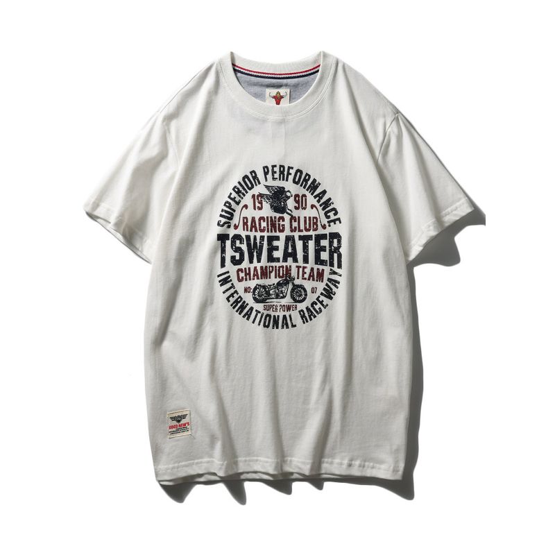 Export Export to Domestic Sales American Retro Pure Cotton Short Sleeve T-Shirt Men Trendy Summer Bottoming Shirt Cotton T-shirt