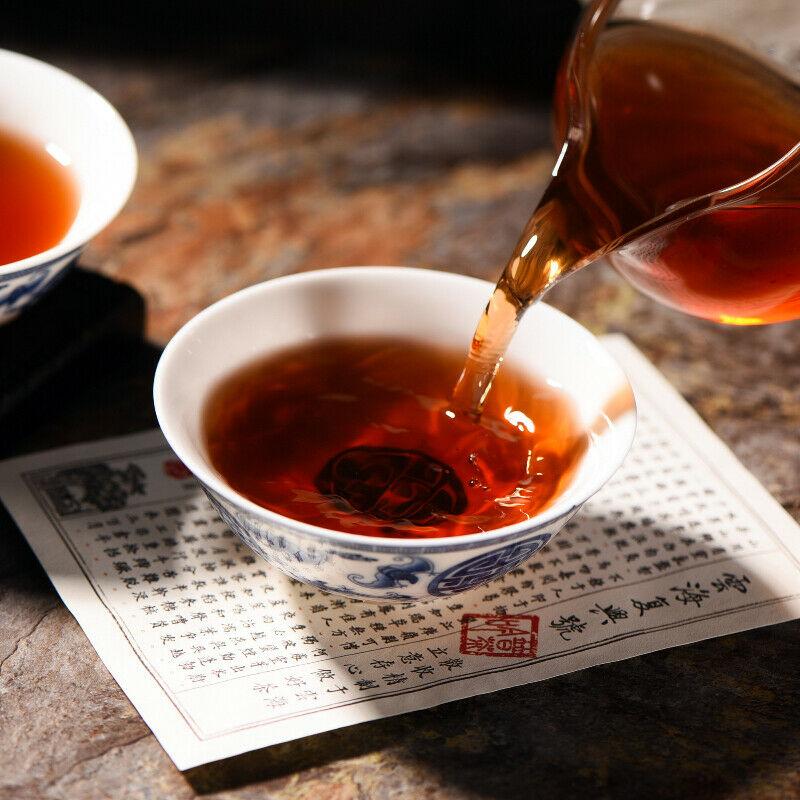 357 г Пуэр с желтой печатью, приготовленный чайный пирог, черный чай Пуэр, полезный для здоровья напиток для похудения