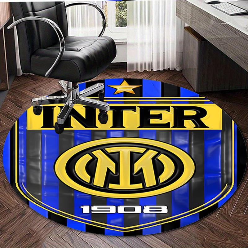 1pc I-Internazionale Milano Print Round Carpet Chair Round Carpet Suitable for Bedroom Living Room Home Decorative Carpet
