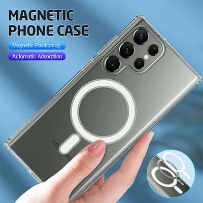 Чехол из ТПУ для Magsafe Samsung Galaxy S24 Ultra 5G S 24 Plus S24 + кристально чистый магнитный противоударный чехол с беспроводной зарядкой