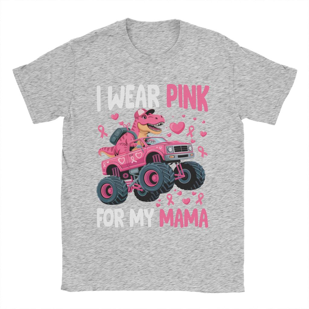 Мужская футболка Я ношу розовое для моей мамы Футболки с монстр-траками от рака груди Популярная летняя футболка Y2K Базовые топы Подарок на день рождения