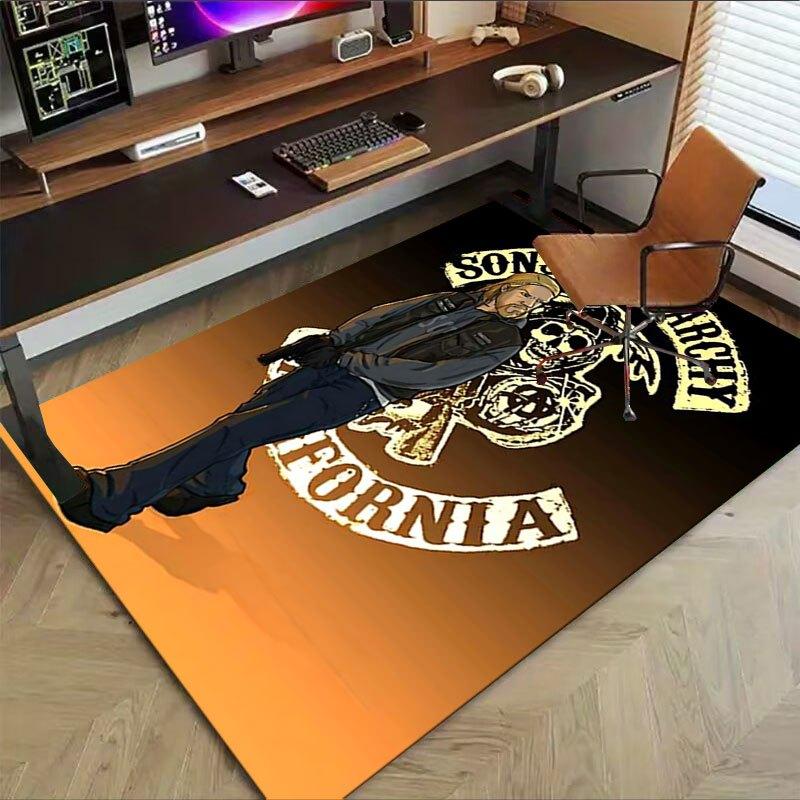 1pc Sons of Anarchy themed Office Carpet Chair Mats - durable polyester rug for home theater, office, dorm room decor - tA60
