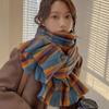 WTEMPO Women Autumn Winter Outdoor Long Plaid Scarf Ladies Windproof Cold-proof Versatile Casual Warm Retro Scarf