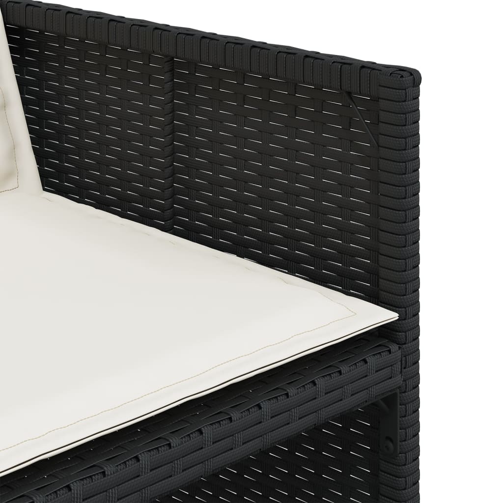 17 piece Garden Dining Set with Cushions Black Poly Rattan