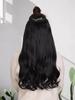 Черные длинные вьющиеся крупные волнистые цельные синтетические волосы для наращивания