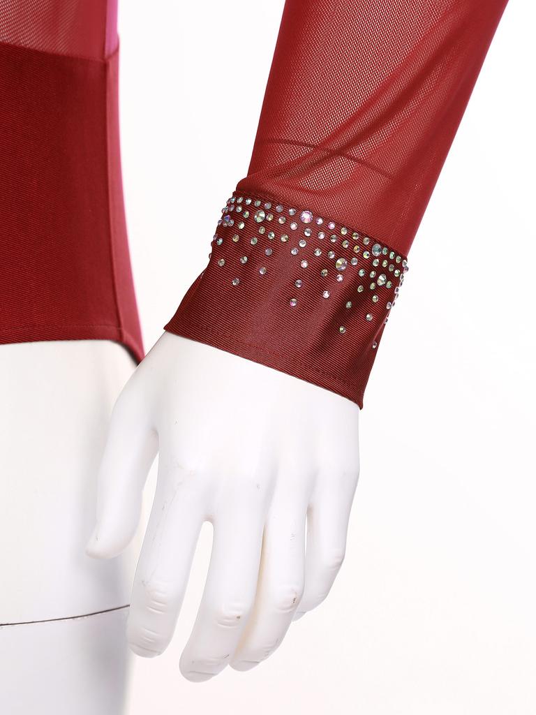 Мужской комбинезон для акробатической гимнастики танго, румба, ча-ча, латиноамериканских танцев, боди, рубашка, топы, мужской трико для фигурного катания с длинным рукавом