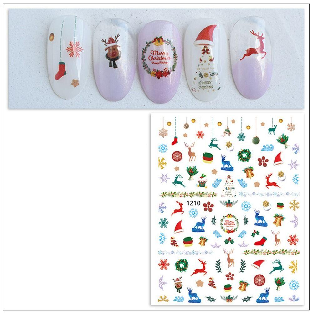 Nail Salon Santa Claus New Year Decals Manicuring Foils Christmas Nail Art Stickers Nail Decoration