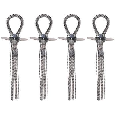 4 шт. Круглые стразы Кисточка Цепочка Пряжки для обуви Женские Аксессуары для украшения ботинок Серый металлик