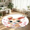 Rabbit Printed Round Crystal Velvet Rug Soft Non Slip Floor Carpet For Bedroom Holiday Gift