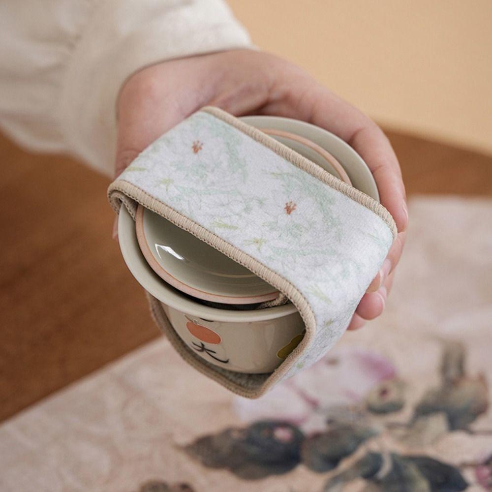 Flower Plush Tea Pot and Cup Holder Chinese Style Teapot Cover Cloth Tea Pot Protection