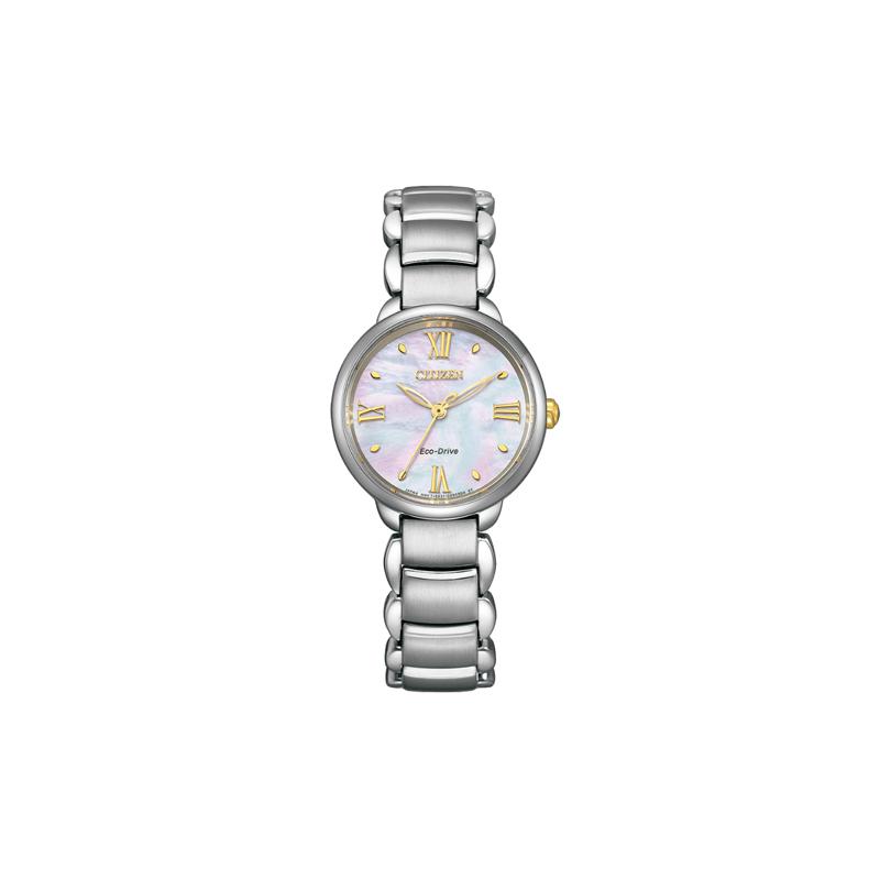 CITIZEN 50 meters waterproof, solar Quartz, Steel Strap, , 28mm women's watch, pink dial EM0927-87Y