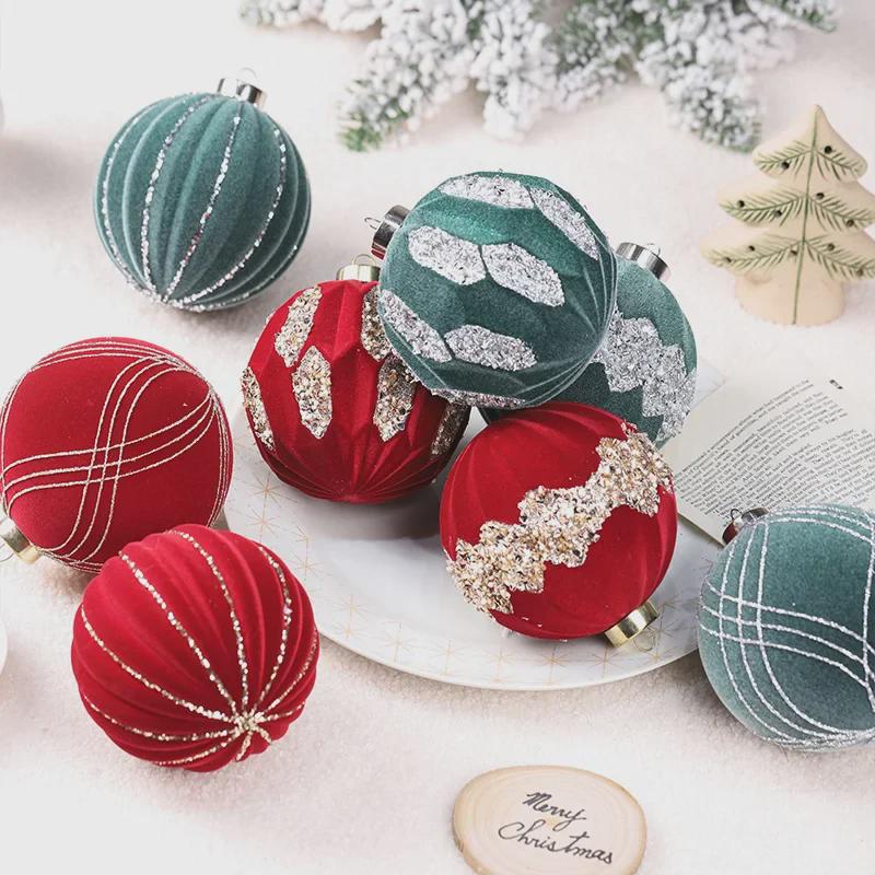 10 см елочные шары с бриллиантовым флокированием - набор из 4 шт.