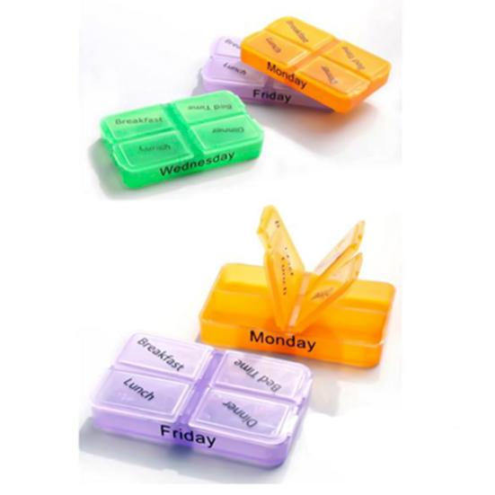 28 Grids Pill Container 7-Day Colorful Durable Detachable Pill Container