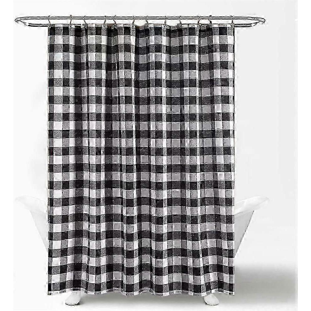 2025 Latest Model 72 x 72 Inch Shower Curtain, Farmhouse Style Black and White Plaid
