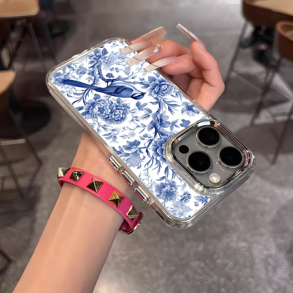 Восточный сине-белый чехол для телефона для IPhone 17 Air 16 15 14 13 12 11 Pro Pro Max Plus Прозрачная мягкая накладка