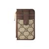 GUCCI Ophidia woven strap with aged logo stripes  canvas and leather patch  card holder and card bag  unisex and couple style  blackwood/brown