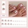 24pcs for Women Short Toe Nails Full Cover Spring Summer Flowers Fake Toenails French Gold