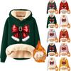 Women's Fashion Hooded Padded Thickened Warm Christmas Printed Loose Pullover Sweatshirt