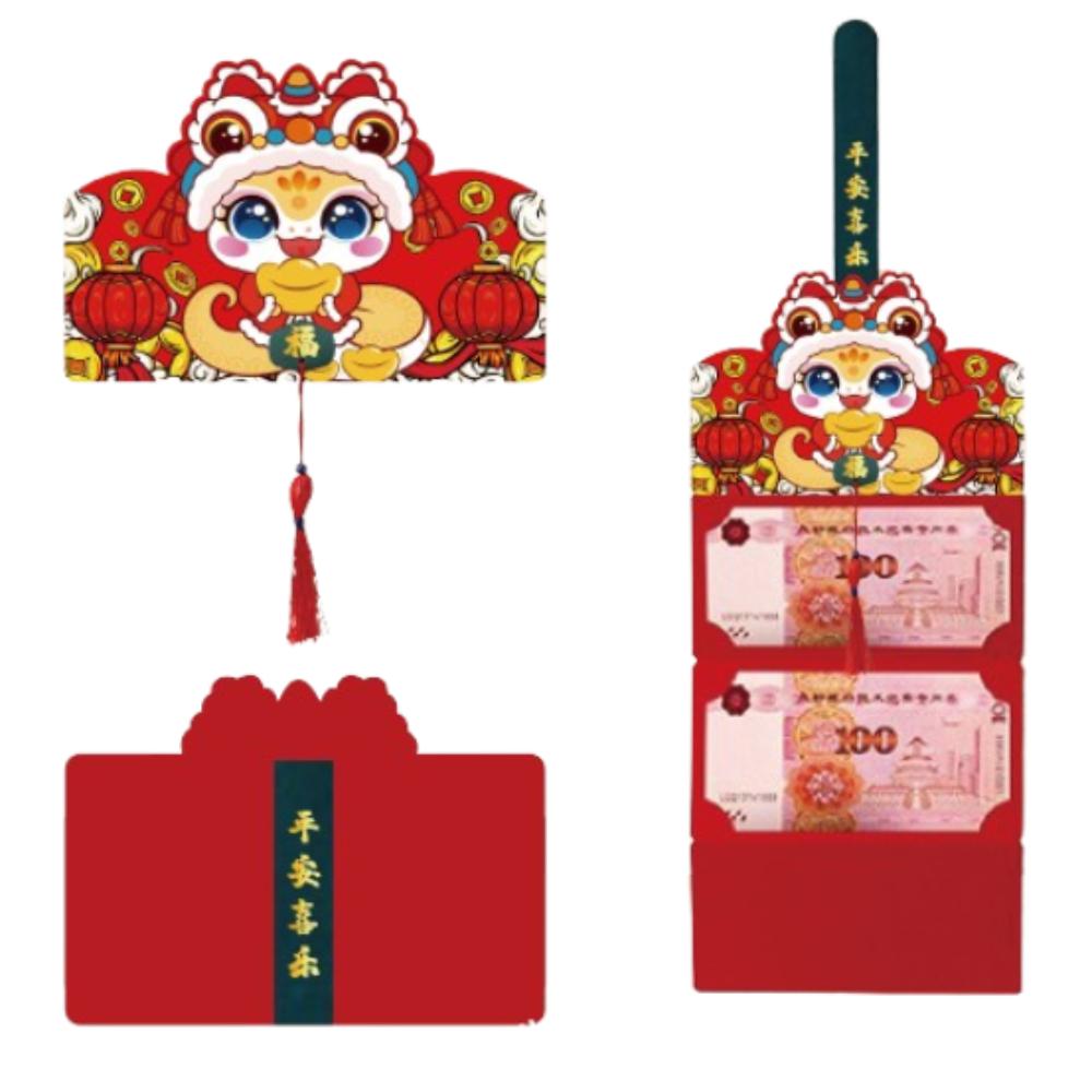 Chinese 2025 Snake Year Folding Red Envelopes Blessing Money Packing Bag Celebration Party