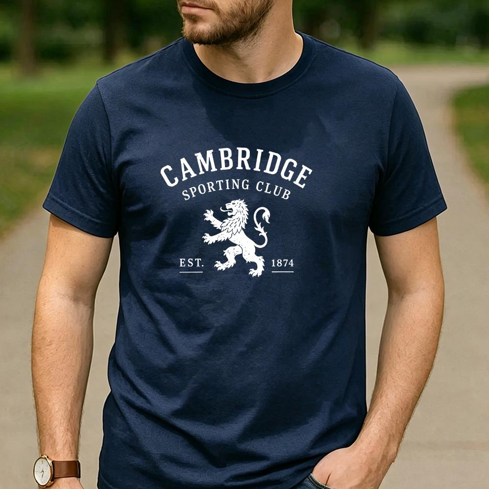 Cambridge Sporting Club Lion Est 1874 Graphic T Shirt Unisex Crew Neck Short Sleeve Sports Fan Holiday Gift Tee