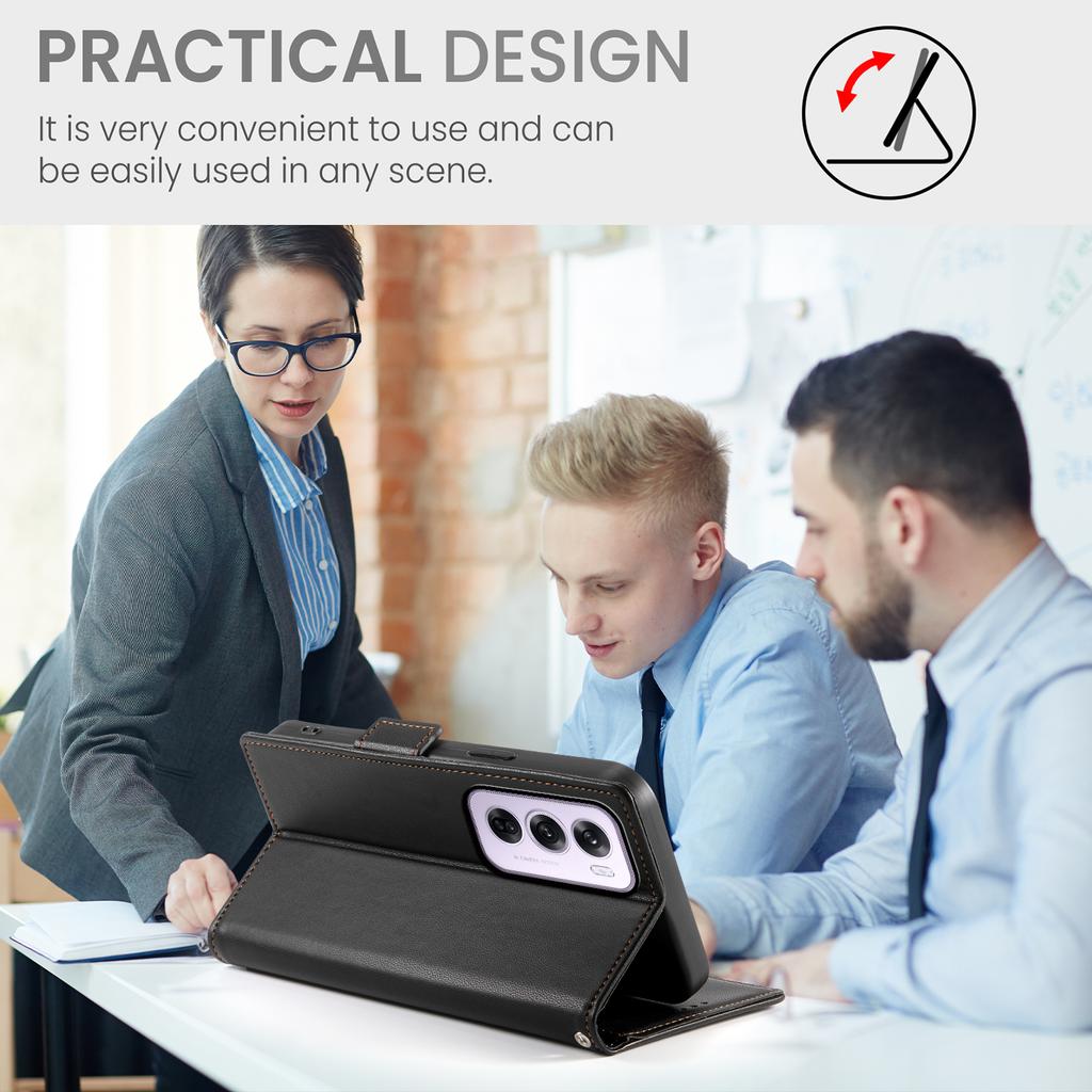 DF-010 Для Oppo Reno12 Pro 5G (Глобальный) Чехол-подставка из искусственной кожи для телефона с кошельком