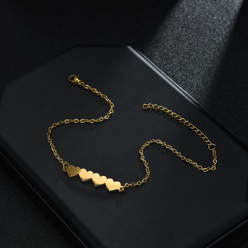 Sifisrri Customized Heart Family Name Bracelet For Women Men Stainless Steel Personalized Nameplate Gold Color Jewelry