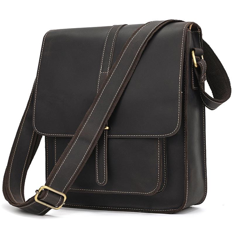 Мужская сумка-мессенджер из натуральной кожи Crazy Horse - стильная сумка через плечо для iPad