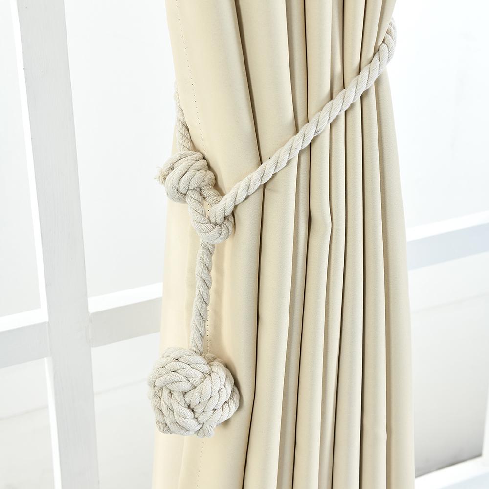 1Pair Curtain Tiebacks Rope Round Finial Drapery Tie Bakes Holdbacks