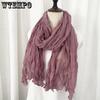 Spring and Autumn Cotton and Hemp Scarf for Women Ethnic Style Solid Color Scarf for Women