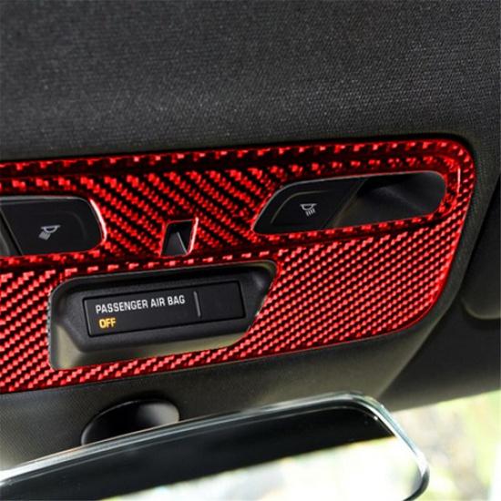 For Chevrolet Camaro 17-19 Red Carbon Fiber Roof Reading Light Panel Cover Trim