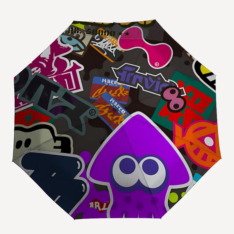 Splatoon? Automatic Windproof Folding Umbrella, Travel Umbrella for All Occasions, Cartoon Portable Umbrella a0823018