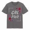 Girl Power T Shirt Unisex GRL PWR Feminist Rose Embroidery Graphic Gift Top Tee
