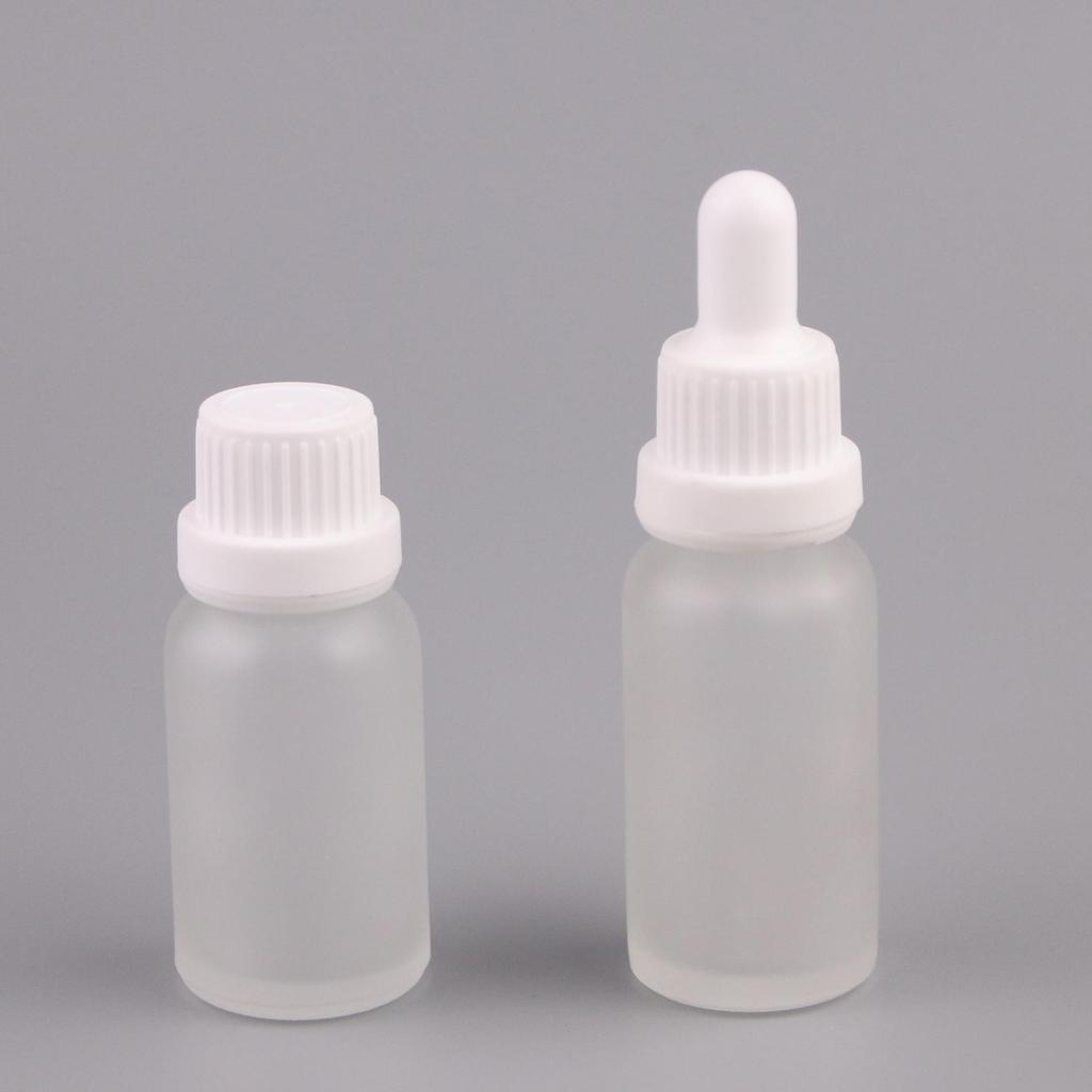 10ml Frosted Glass Essential Oil Bottle with White Dropper - Travel Size