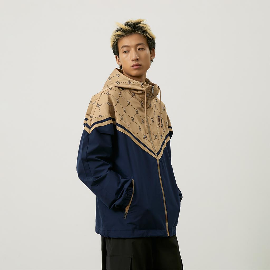 Новая коллекция MLB MONOGRAM Куртка ветрозащитная унисекс Boston Red Sox FW24 Светло-бежевый 3AWJM0144-43BGL