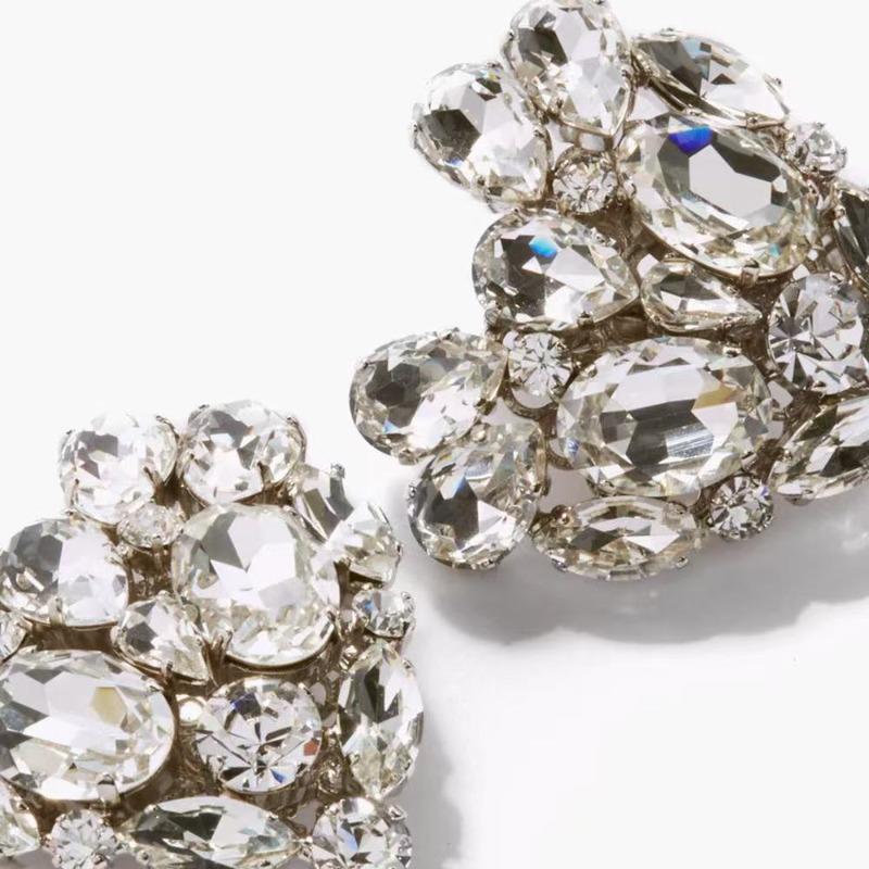 Преувеличенные большие серьги-гвоздики с кристаллами в форме сердца, клипсы для женщин без проколов, универсальные, подчеркивающие индивидуальность, серьги высокого класса, элегантные