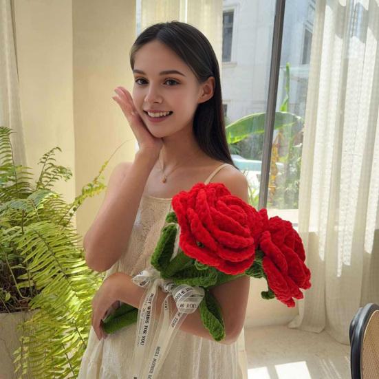 Большой вязаный крючком цветок Ручная работа Вязаный крючком букет из роз/подсолнухов Искусственный вязаный цветок Подарок на день рождения, годовщину для матери, жены, подруги