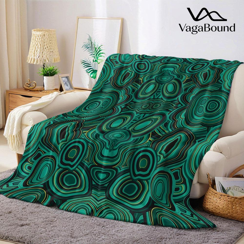 Malachite Symmetric Agate Flannel Blanket Warm Soft Halloween Christmas Decorative Couch Warm Cozy All-Season Gift