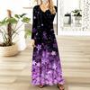Womens Floral,Gradient Print Maxi Dresses Sexy Dresses Long Sleeve Elegant Fall Long Dresses Holiday Dresses for Women