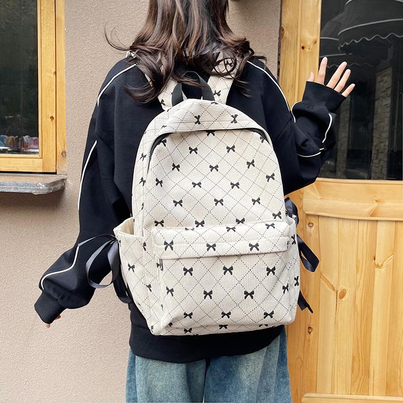 Women's Bowknot Corduroy Casual Backpack – Versatile Fall/Winter  Style