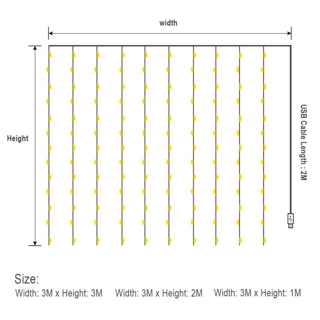 3M LED Christmas Fairy String Lights Remote Control USB New Year Garland Curtain Lamp Holiday Decoration For Home Bedroom Window