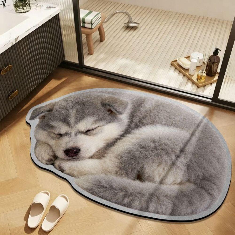 Pet Theme Rug Dog Shaped Rug Special-shaped Animal Floor Mat Cute Puppy Print Rug Bedroom Decor
