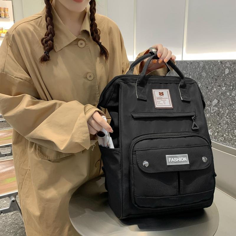 Студенческий школьный женский рюкзак большой емкости для девочек, однотонная дорожная сумка