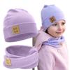 Czapka Wiosenna Dla Dziewczynki z Kominem -  Fiolet 46-50 cm