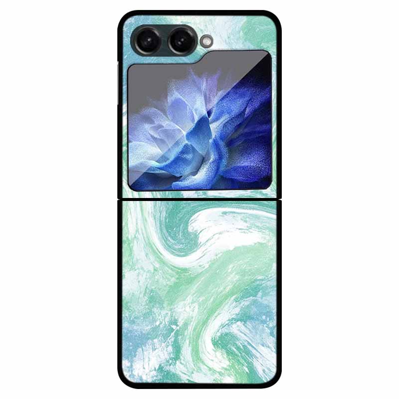 For Samsung Z Flip 5 Cover Hard PC Fold Case For Funda Samsung Galaxy Z Flip5 Foldable Flowers Black Coque Phone Shield Bumper