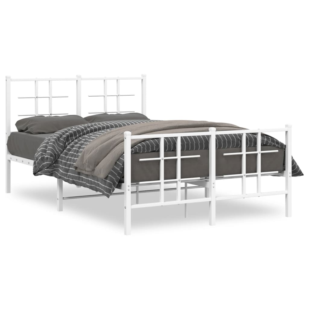Vidaxl Металлическая Рама Кровати С Изголовьем И Изножьем, Белая, 120X200 См