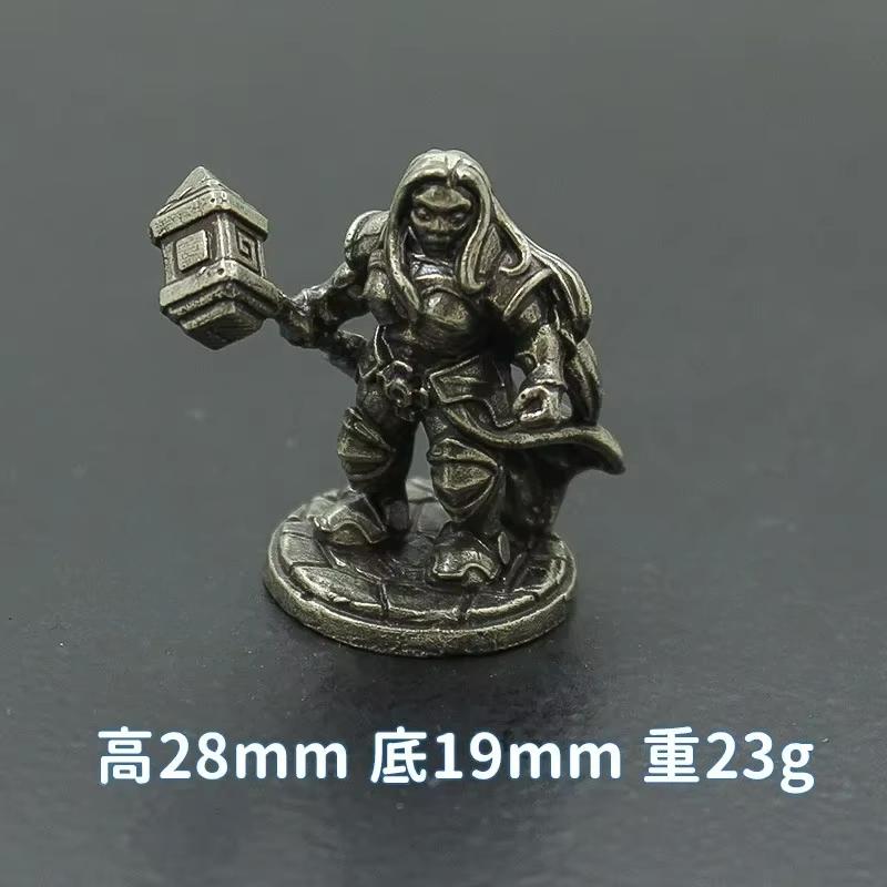 Vintage White Brass Miniature Dwarf Warrior Statue Desktop Board Game Warrior Model Toy Boys Desk Decorative Ornament Craft Gift