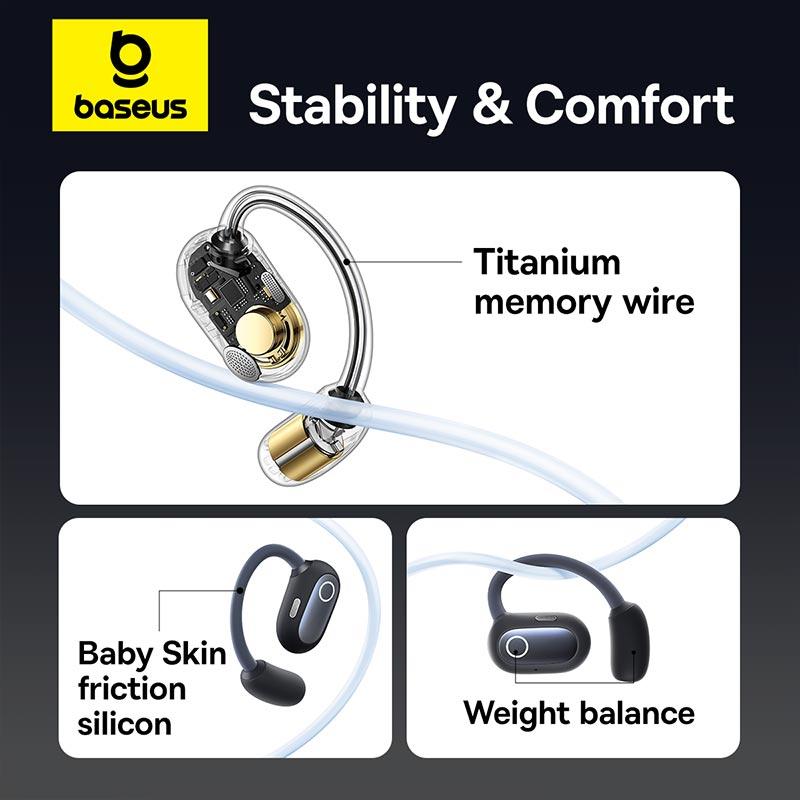 Baseus Eli Sport 1 Наушники с открытыми наушниками Высококачественные беспроводные наушники 5.3 с Bluetooth TWS Игровые наушники с костной проводимостью