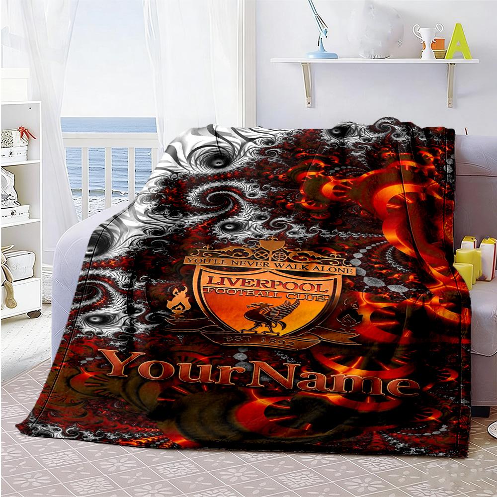 Liverpool Personalized Text Blanket Lightweight Customizable Blanket Soft Warm Cozy Versatile for Couch Nap Living Room Livingroom