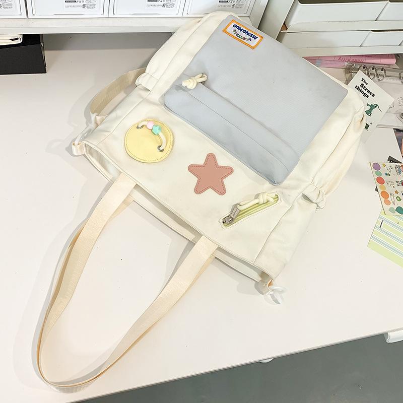Tutorial Bag Tutorial Bag Carrying Book Bag Girls and Children Primary School Students Contrasted Color Handbag One Shoulder Crossbody Bag